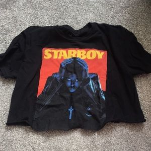 cropped hot topic weeknd STARBOY tee